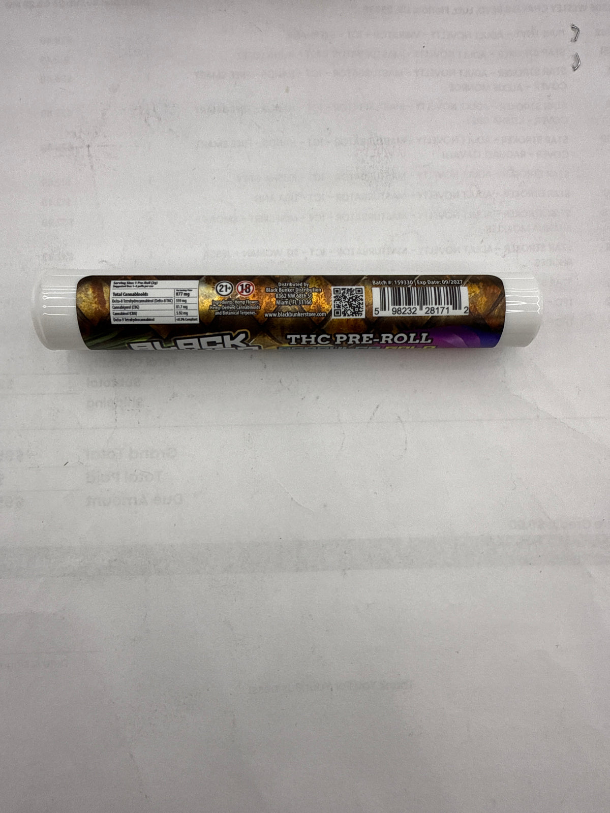 Black Bunker THC Diamonds Pre-Rolls 2G
King size Acapulco Gold sativa