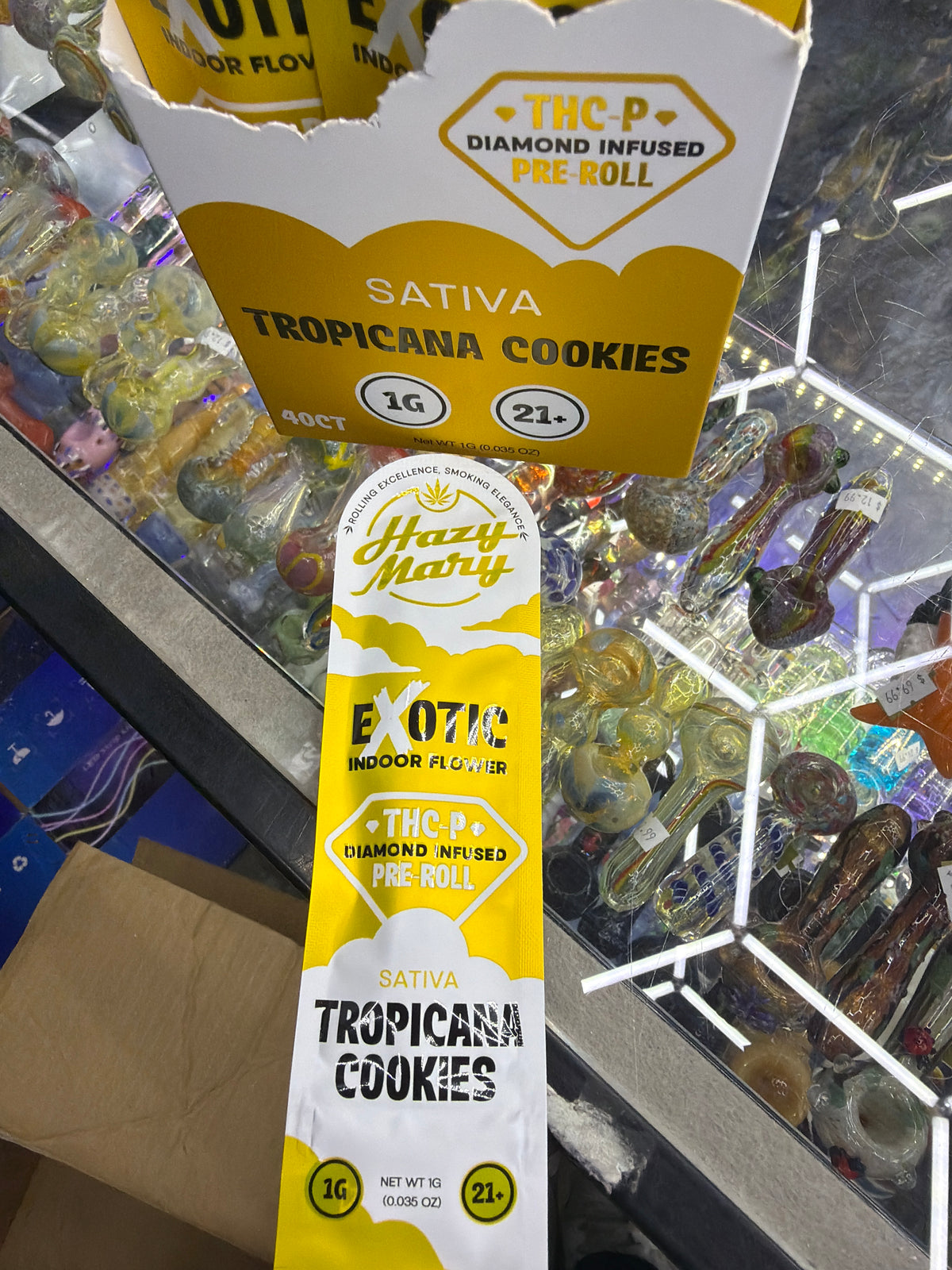 Hazy Mary Delta exotic preroll THCP Diamond infused 1G Tropicana Cookies (Sativa)