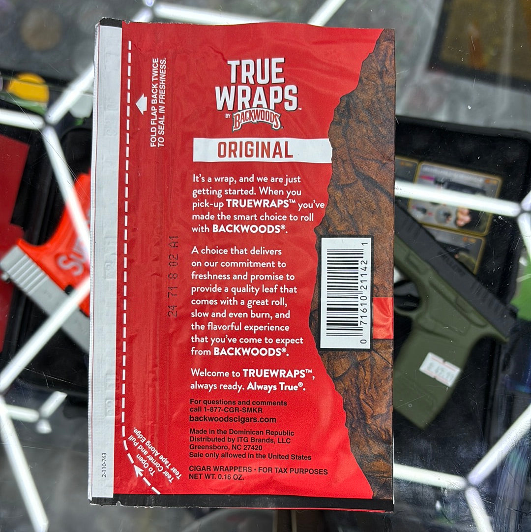 Backwoods true wrap 5 pack all natural leaf wrappers original