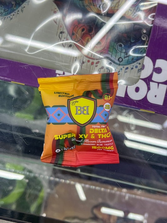 Bud buddy, dual flavor collection 1500mg thcp gummy’s strawberry blue truffle hybrid
