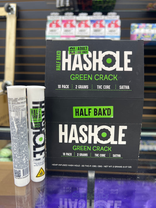 Half Bak’d Hashhole 2g green crack sativa