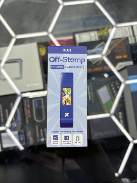 Off stamp blue battery