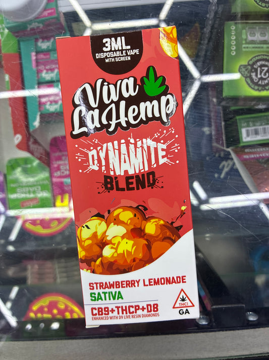 Viva la hemp dynamite blend cb9+thcp+d8 3ml sativa strawberry lemonade