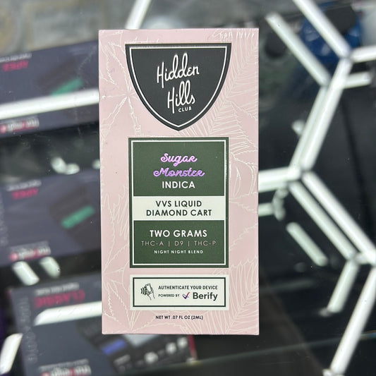 Hidden Hills club sugar monster indica 2g VVS liquid diamond cart