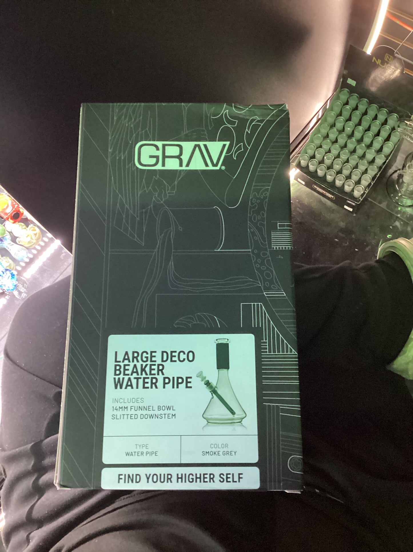 Grav large deco beaker water pipe smoke grey