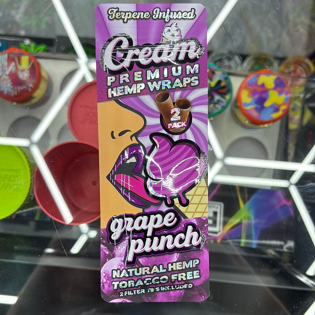 Cream premium hemp wraps grape punch ￼