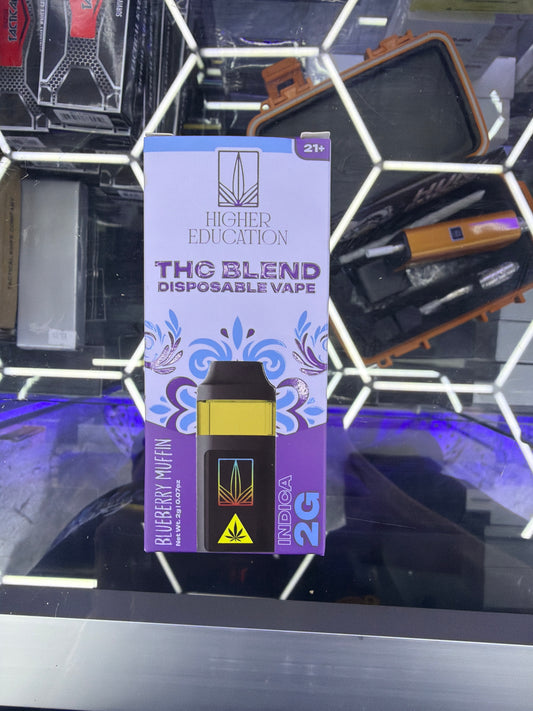 Higher Education Hemp blend 2g disposable vape BLUEBERRY MUFFIN INDICA