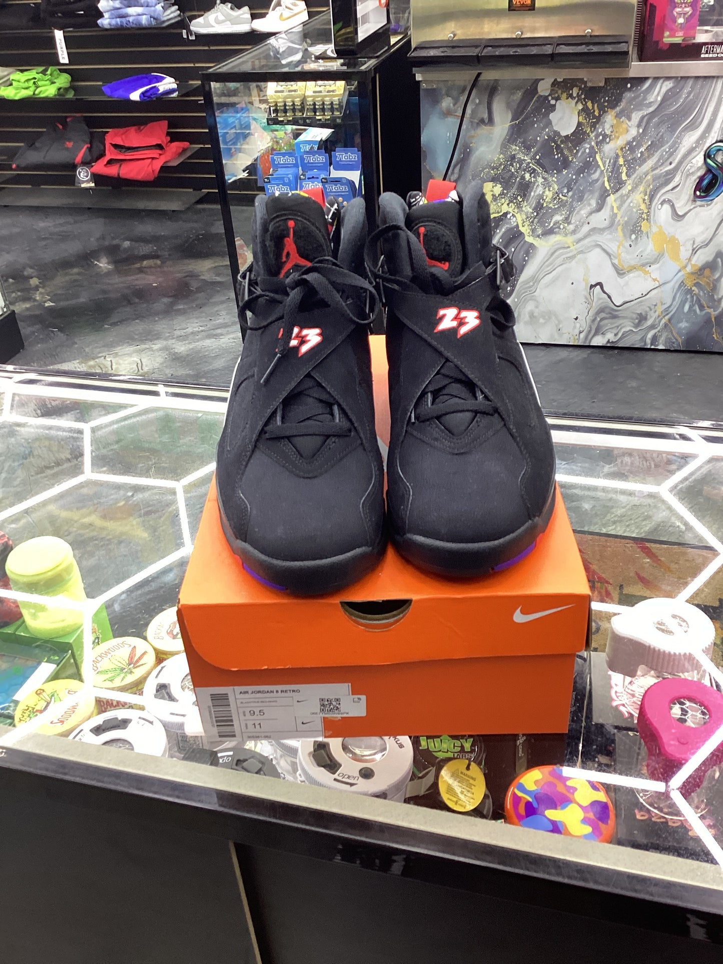 Jordan 8 Retro Black/true red-white men’s size 9.5