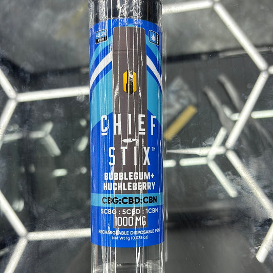 Chief stick, bubblegum, huckleberry, thousand milligram