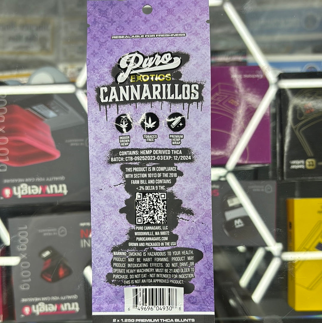 Puro exotics cannarillos gelato 2.5G pre- roll blunts hybrid