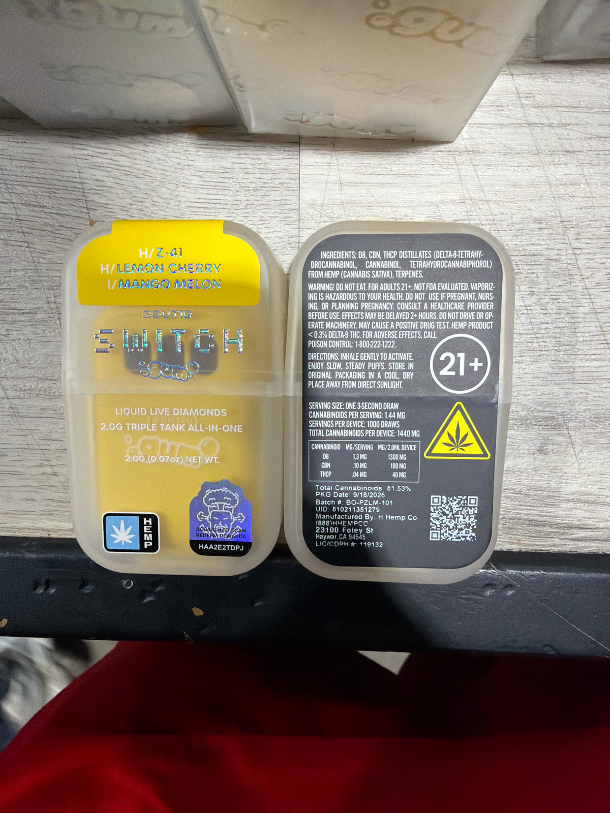 Boutiq Switch Gum 2.0g Triple Tank All In Z-41 H/ Lemon Cherry H/ Mango Melon I