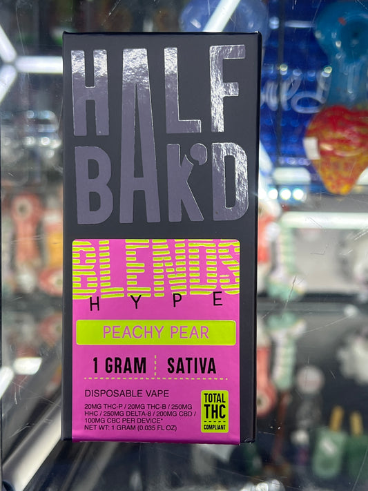 Half Bak’D hype blend thcp disposa vape 1g peachy pear sativa