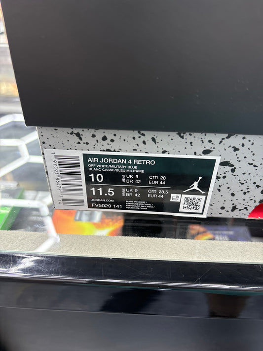 Air Jordan four retro off-white/military blue size 10