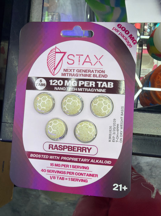 7 STAX - Kratom Extract Tablets 120mg 5ct Raspberry