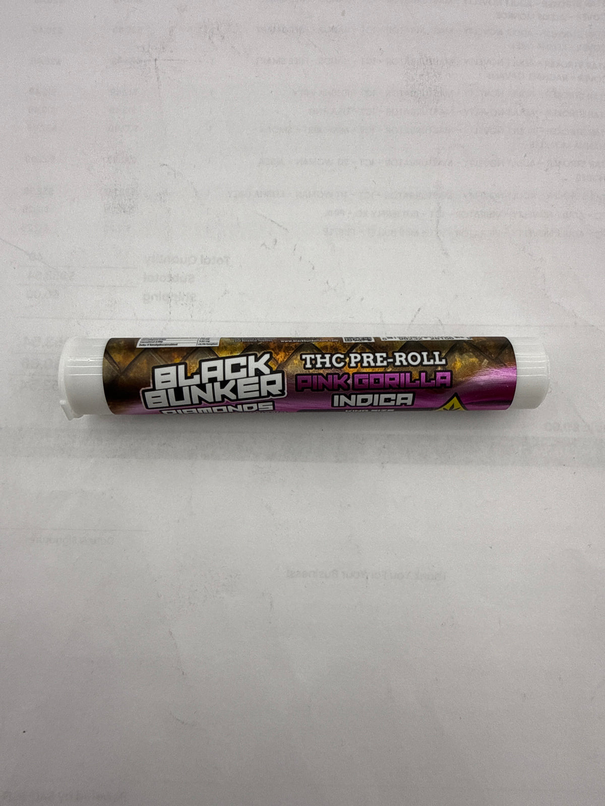 Black Bunker THC Diamonds Pre-Rolls 2G
King size Pink Gorilla indica