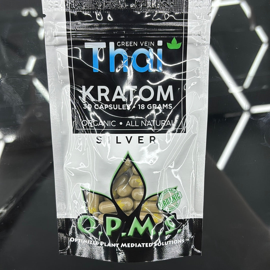 Opms thai kratom 30 capsules silver