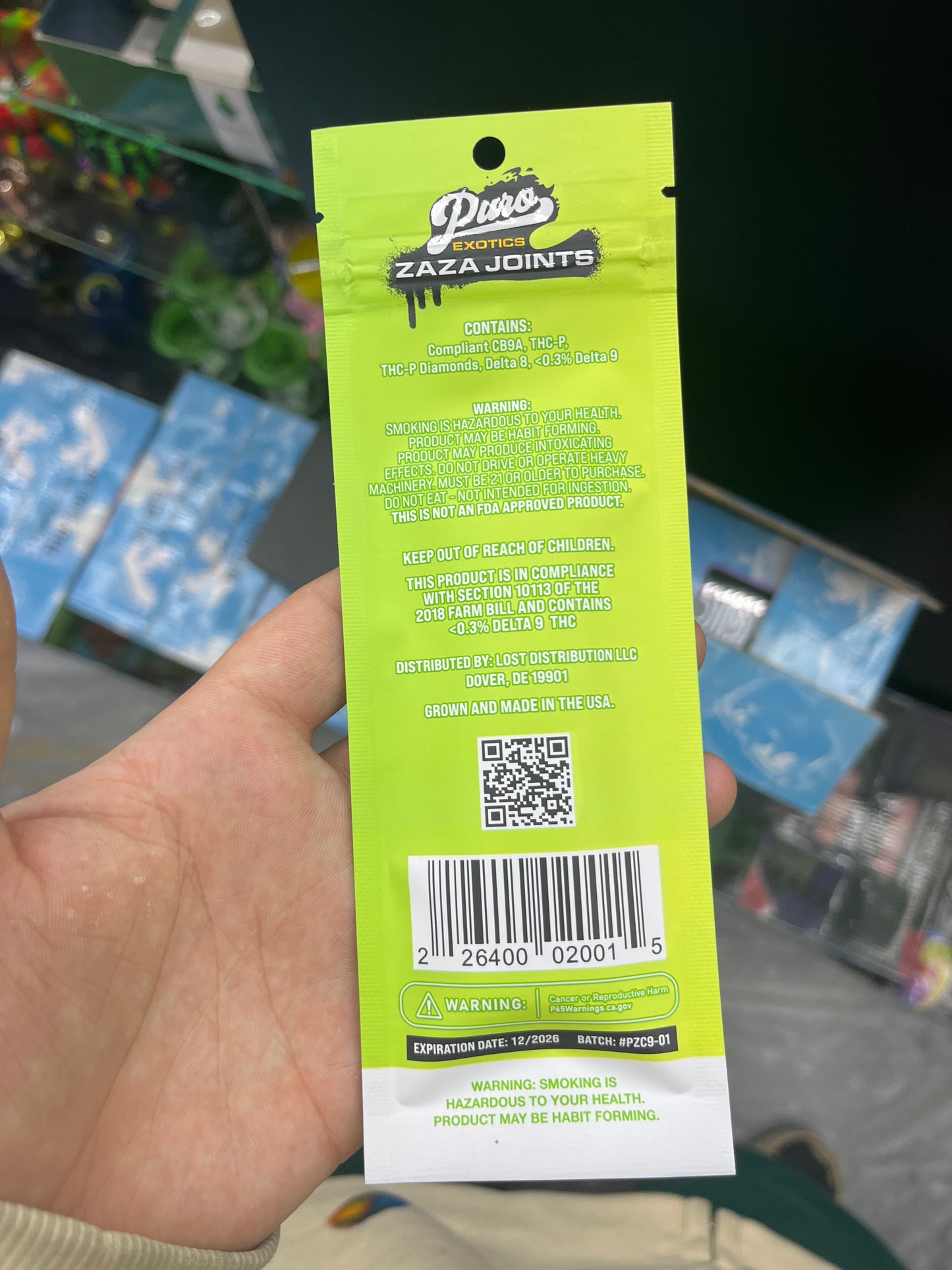 Puro exotics Zara joints CB9A thcp prerolls green krack sativa