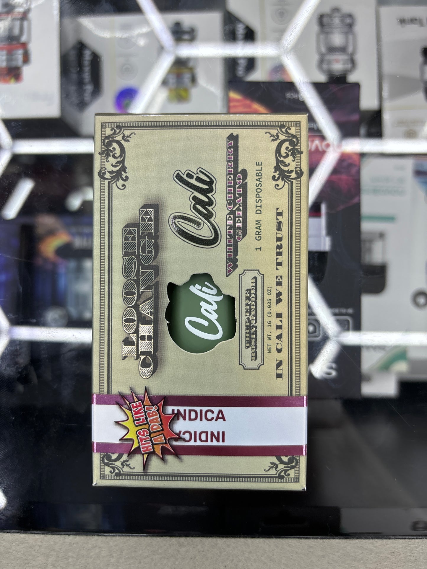 Cali loose change white, cherry gelato, 1G disposable indica