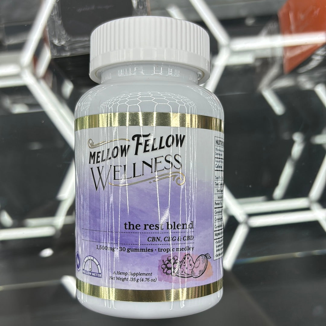 Mellow fellow wellness, the rest blend CBD 1500MG 30 gummy‘s tropic medley edibles￼