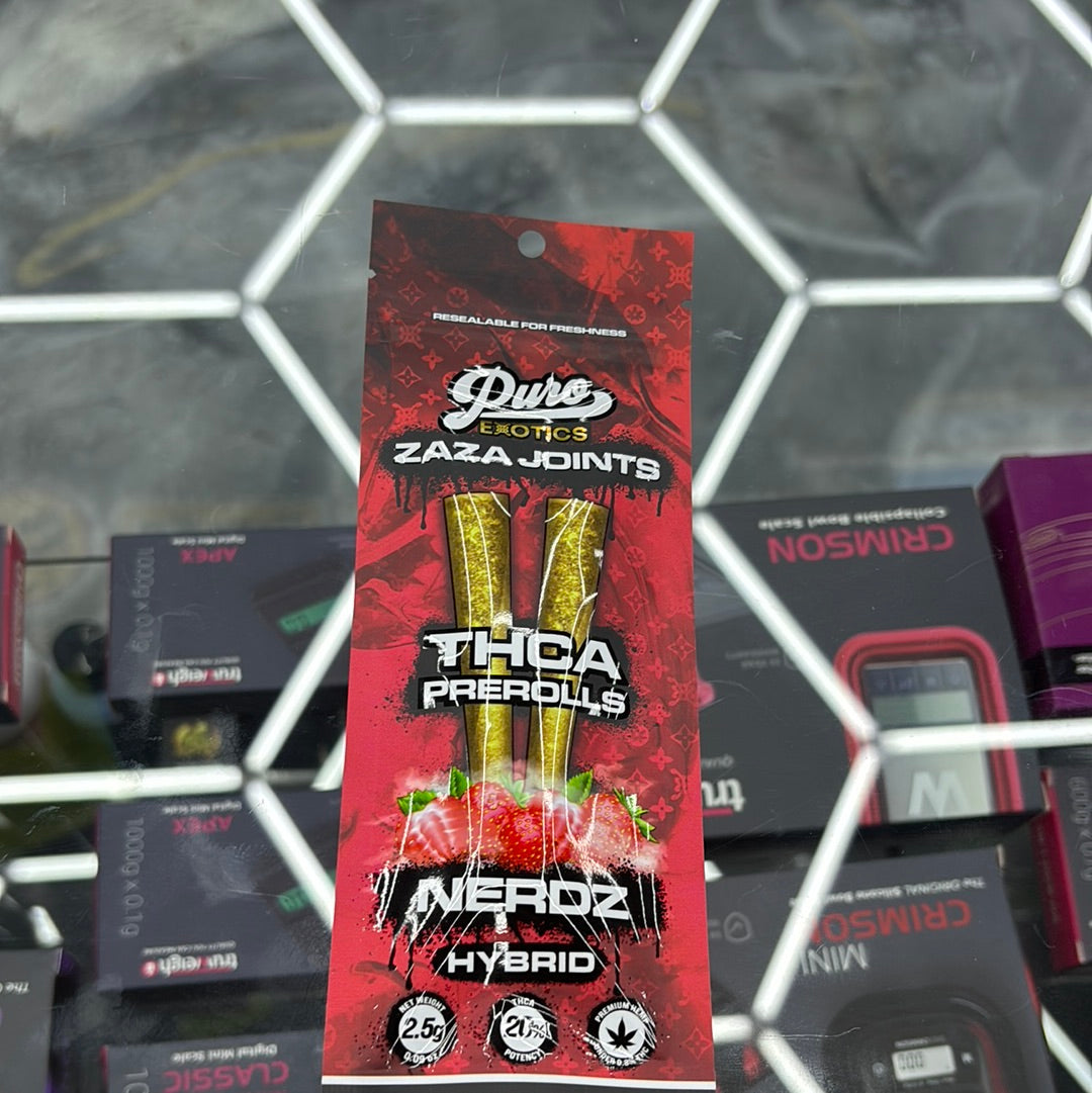 Puro exotics Zaza joints nerdz 2.5G pre-rolls hybrid