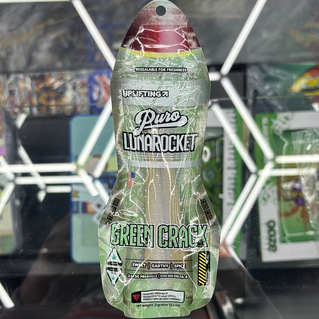 Puro lunarocket green crack , 2X 1.5G pre-roll, uplifting