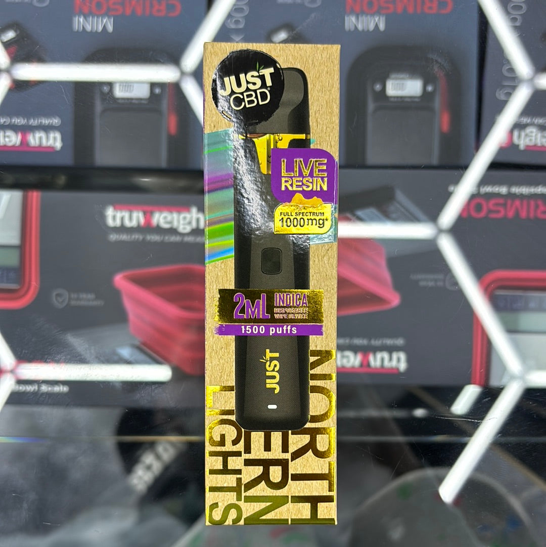 Just CBD two ML 1500 puffs live resin Indica Northern lights
