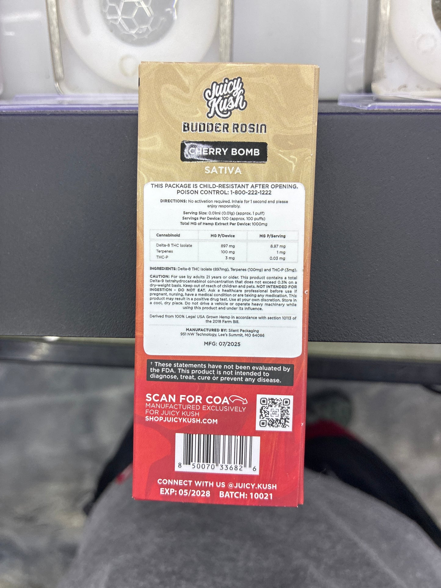 Juicy kush budder rosin 1g vape cherry bomb sativa