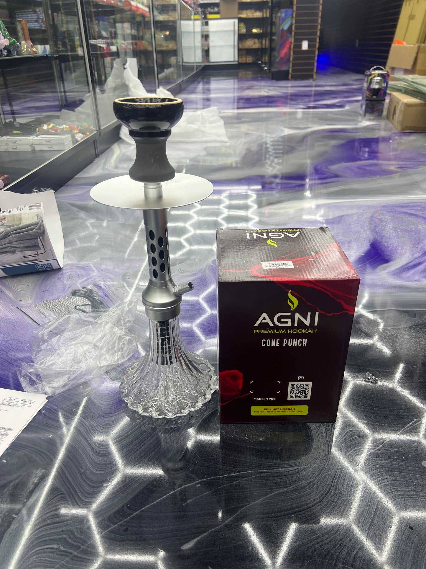 Agni hookah cone punch silver