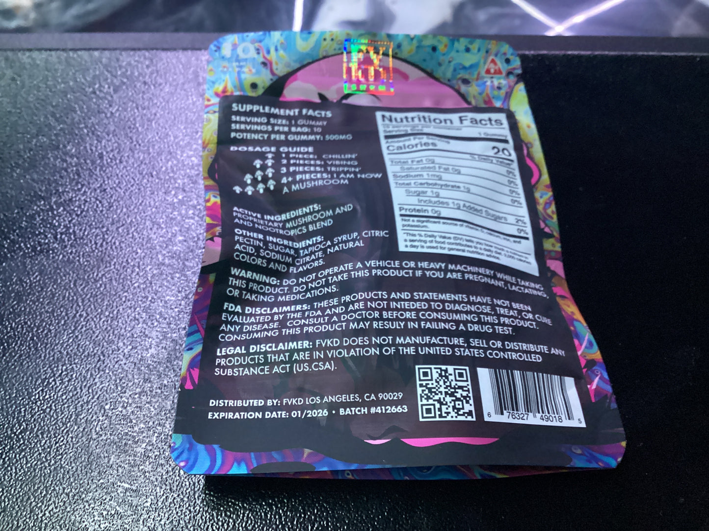 Fvkd enhance hypo mushroom gummy’s watermelon 500 MG per gummy 5000 MG per bag