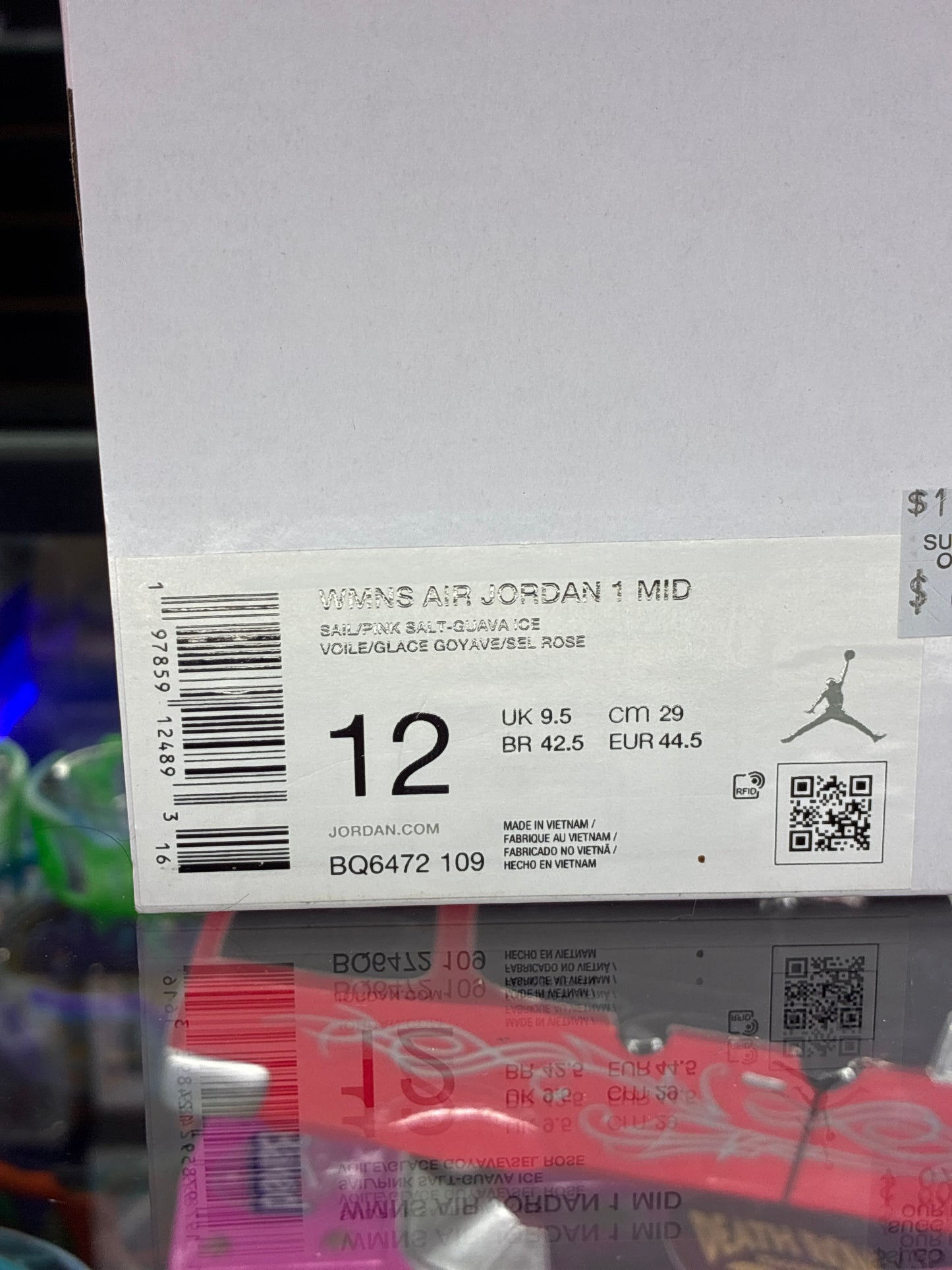 Wmns air jordan 1 mid pink salt guava size 12