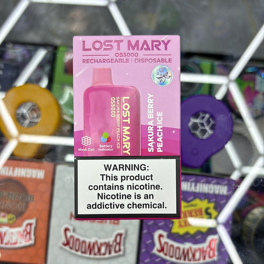 Lost Mary sakura berry peach ice, OS 5000 rechargeable disposable