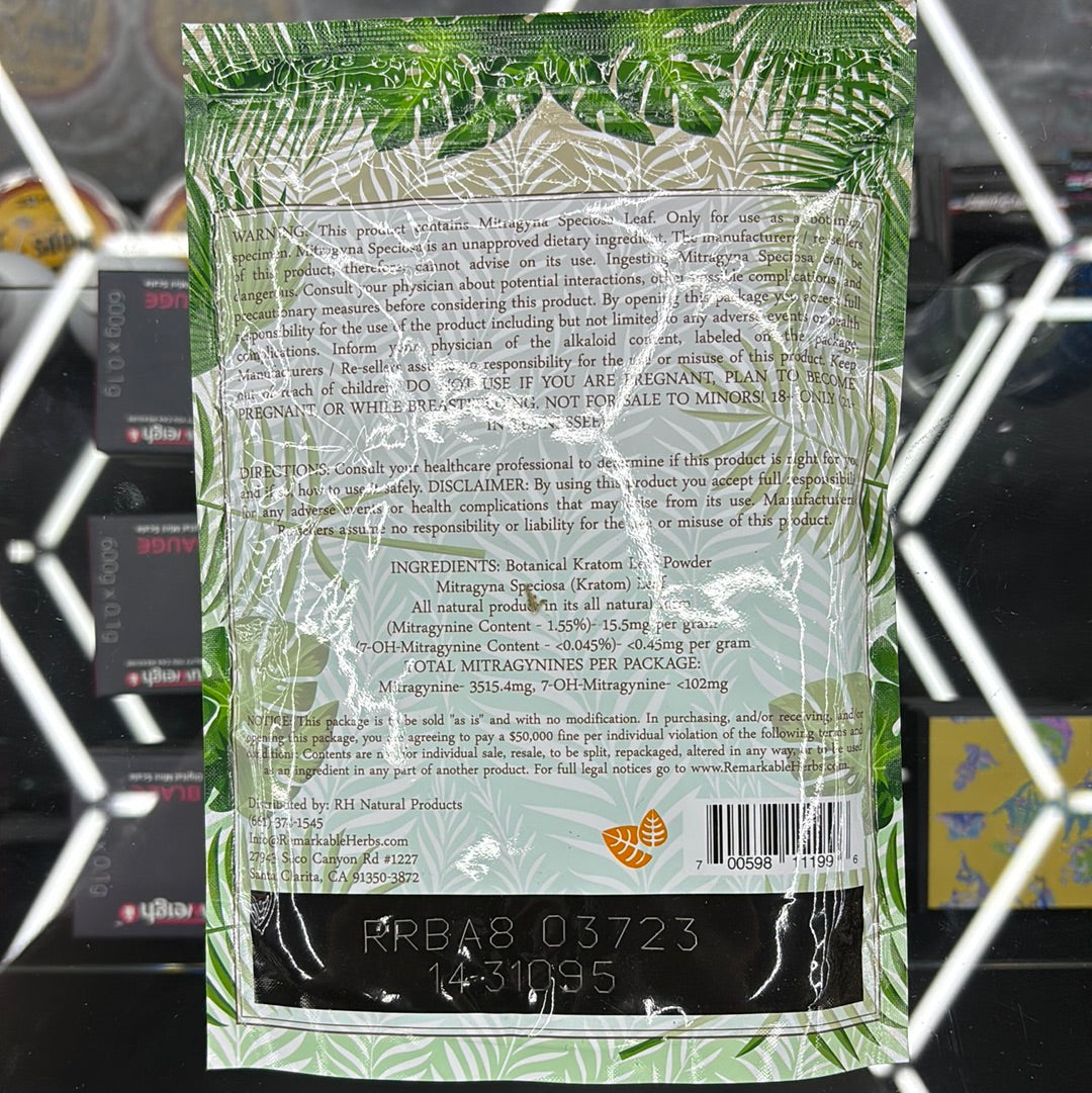 Remarkable herbs, bali Kratom , red vein mitragyna speciosa 8oz powder