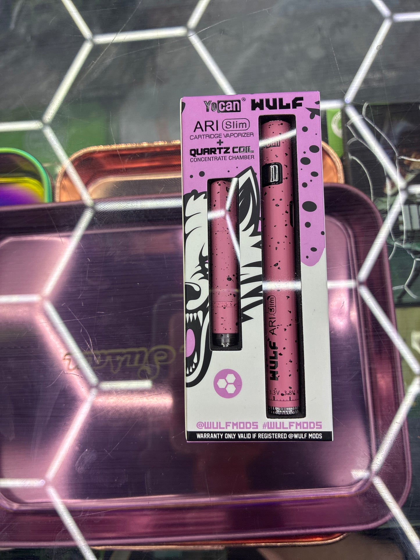 YouCan Ari Slim cartridge vaporizer + quartz coil concentrate pink with black spots