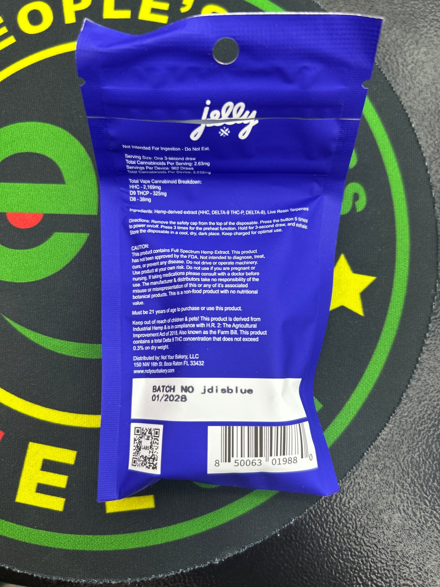 Jelly thcp live rosin disposable 3g blueberry drip indica