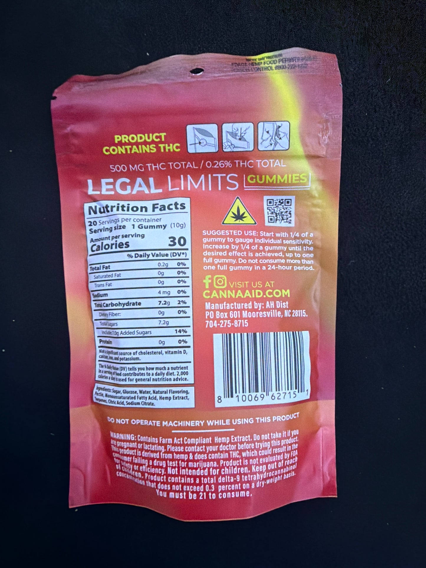 CannaAid Legal limit gummies 25mgx20ct watermelon strawberry