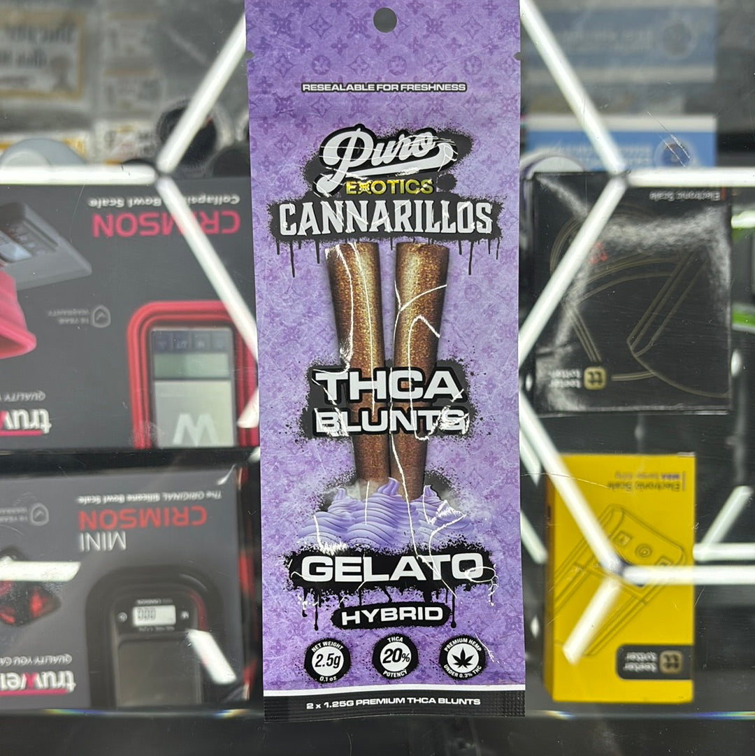 Puro exotics cannarillos gelato 2.5G pre- roll blunts hybrid
