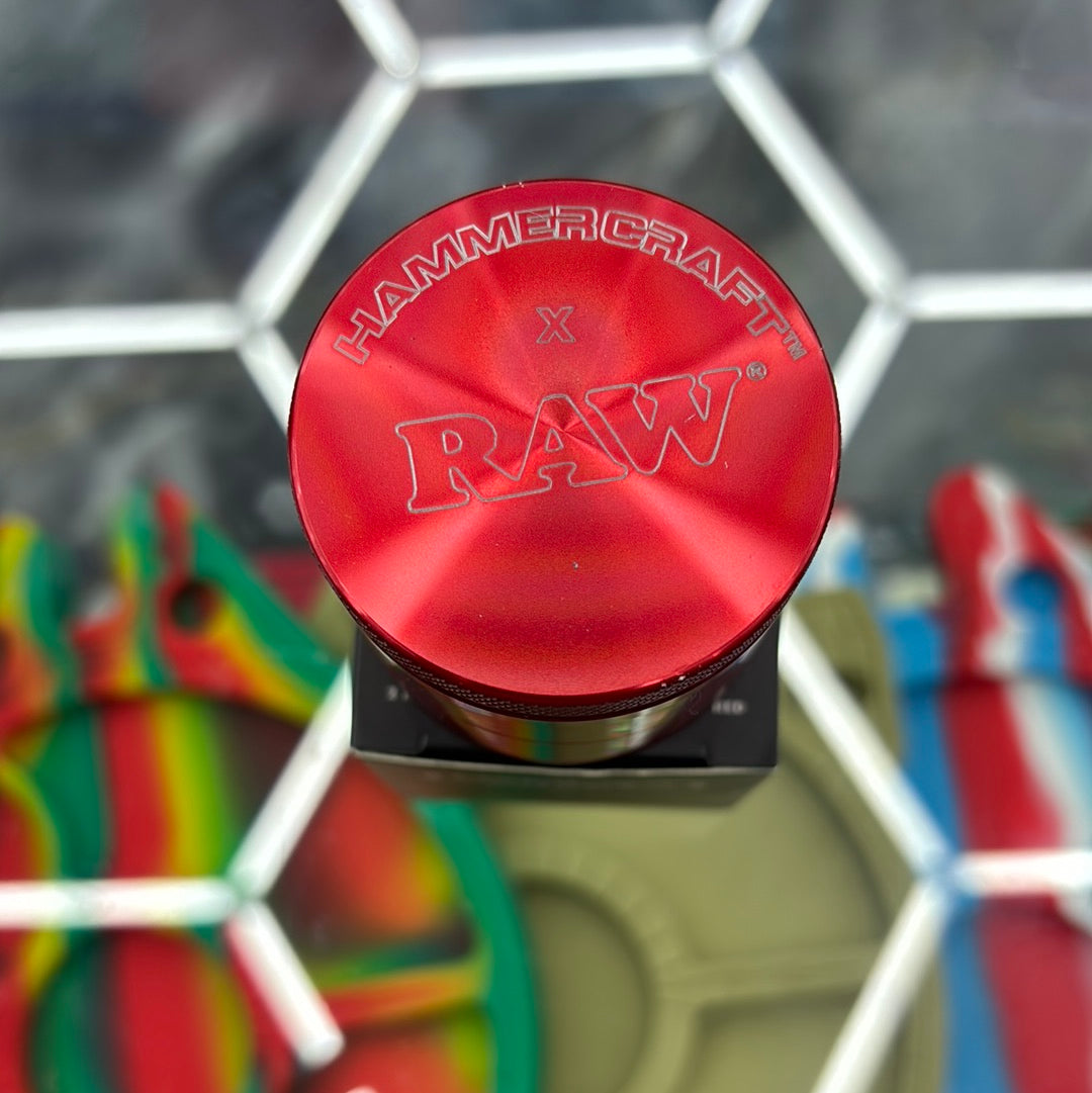 Raw X hammer craft, 2 inch diameter, 4 piece grinder red ￼