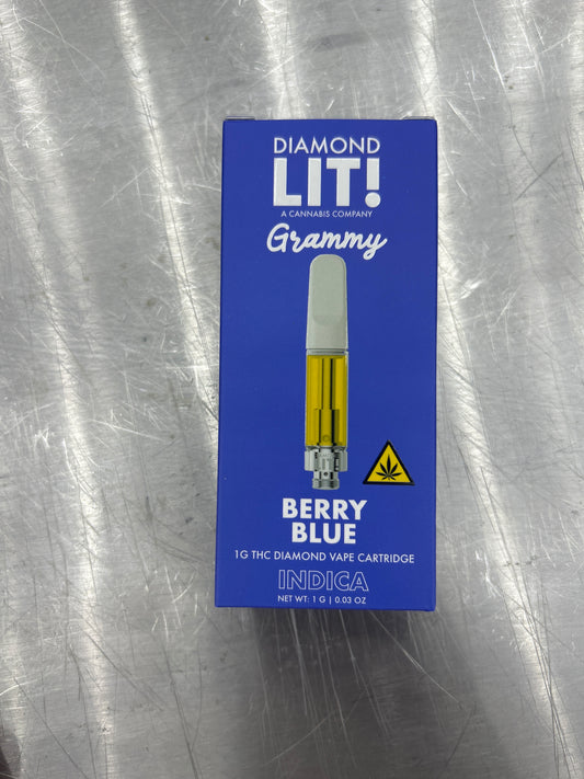 Diamond lit! Grammy 1g cartridge berry blue indica