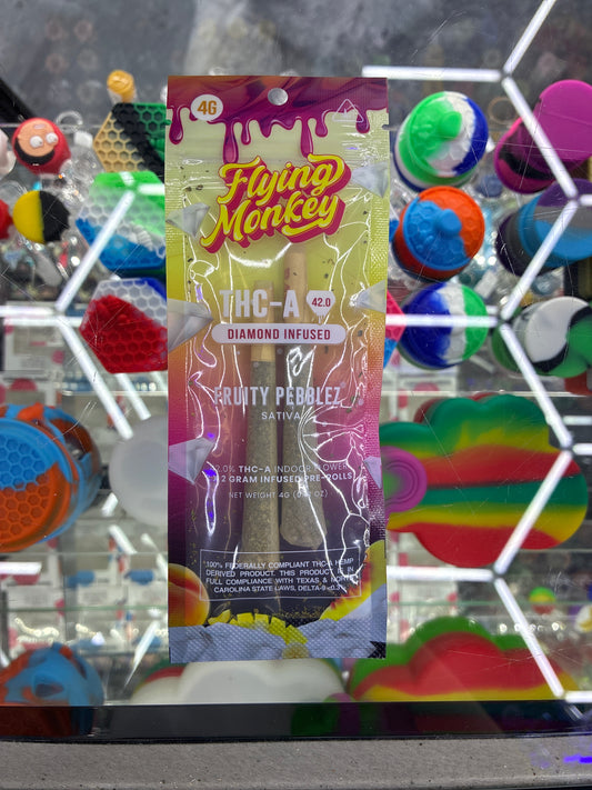 Flying monkey thca diamond infused prerolls fruity pebbles sativa 2 pack
