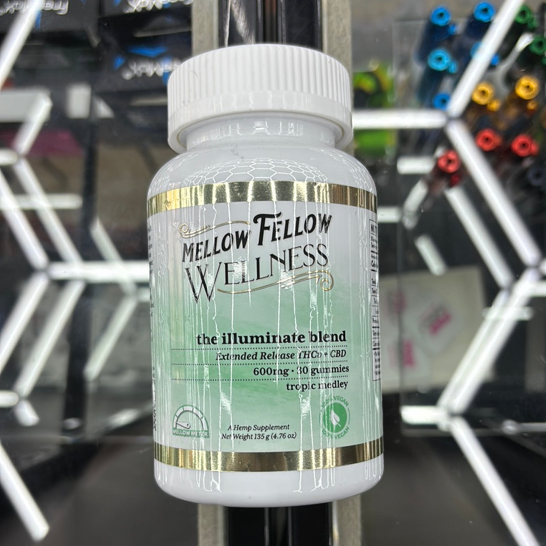 Mellow fellow wellness that illuminate blend extended release THCV plus CBD 600 MG 30 gummy’s tropic medley