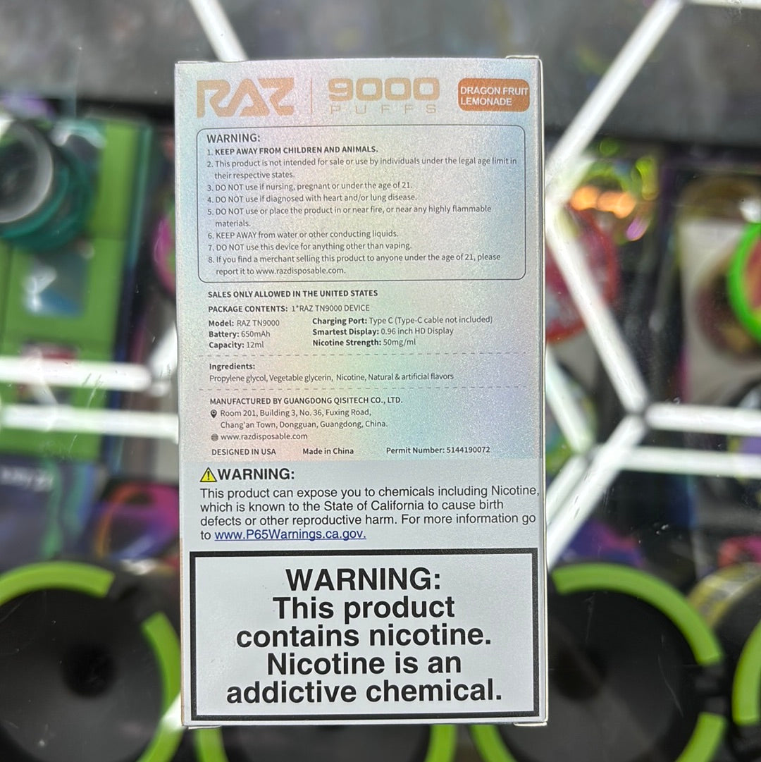 Raz 9000puffs dragon fruit, lemonade