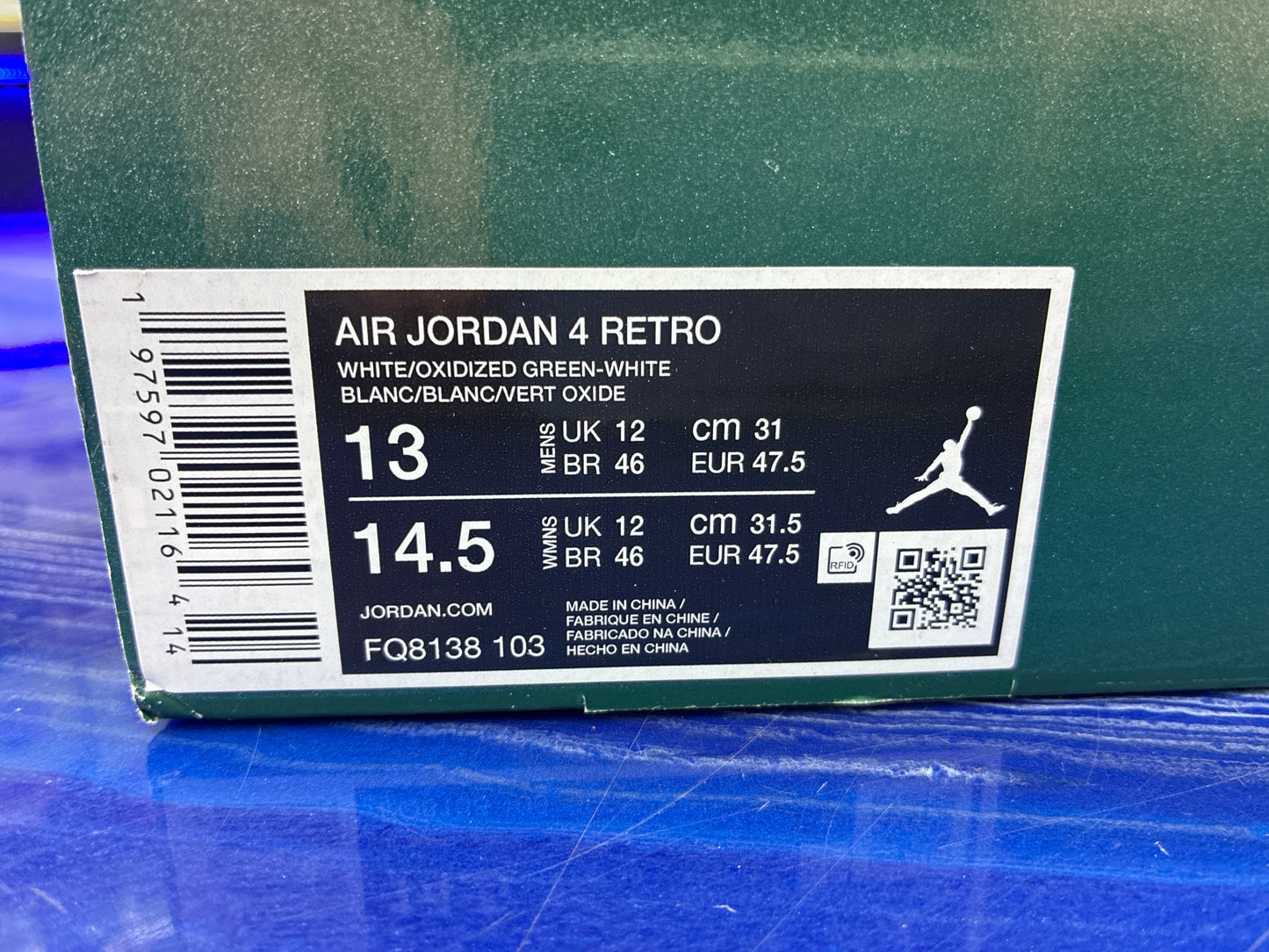 Air Jordan 4 oxidized green size 13