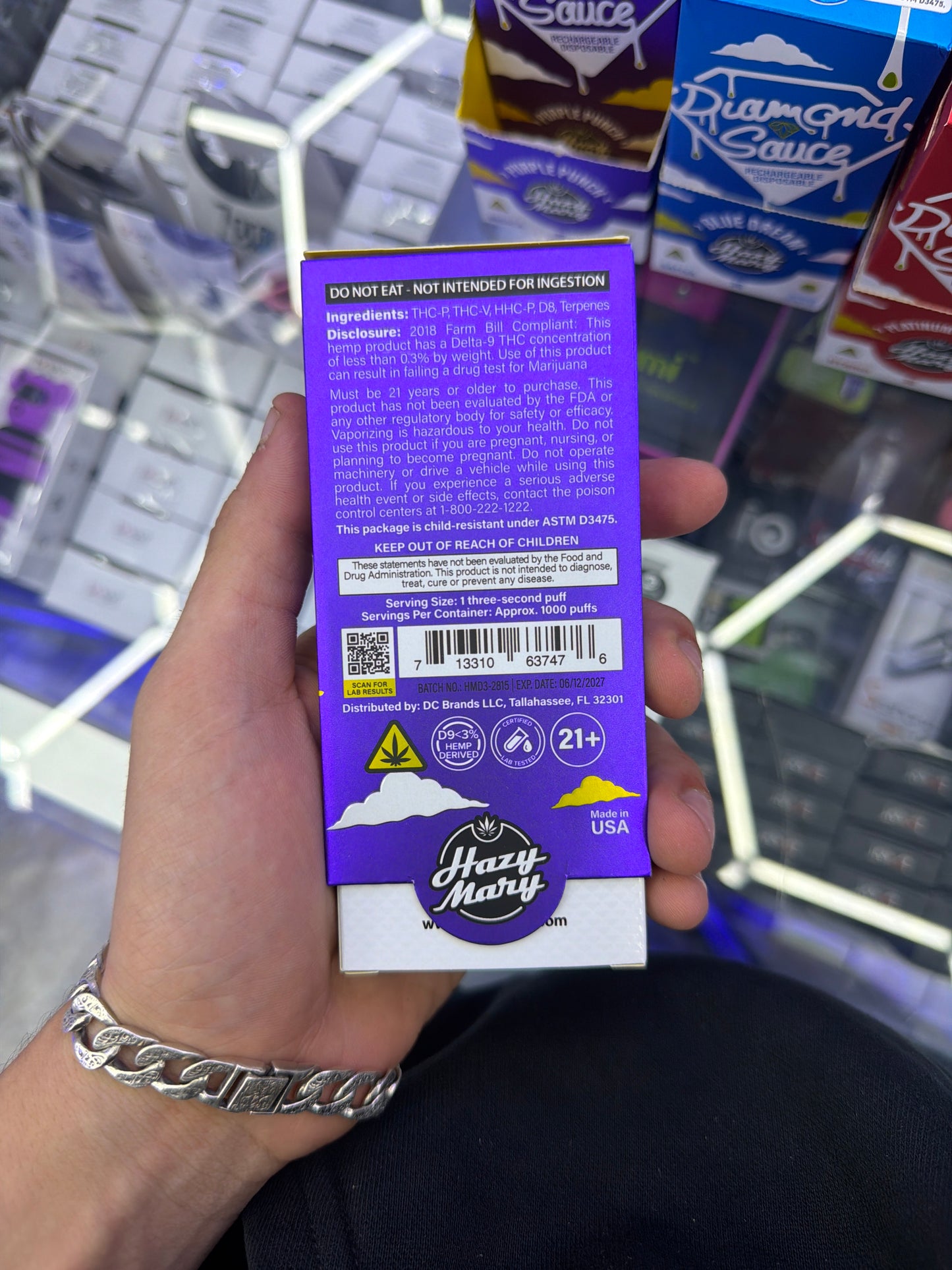 Hazy Mary Diamond Sauce 3g disposable purple punch indica