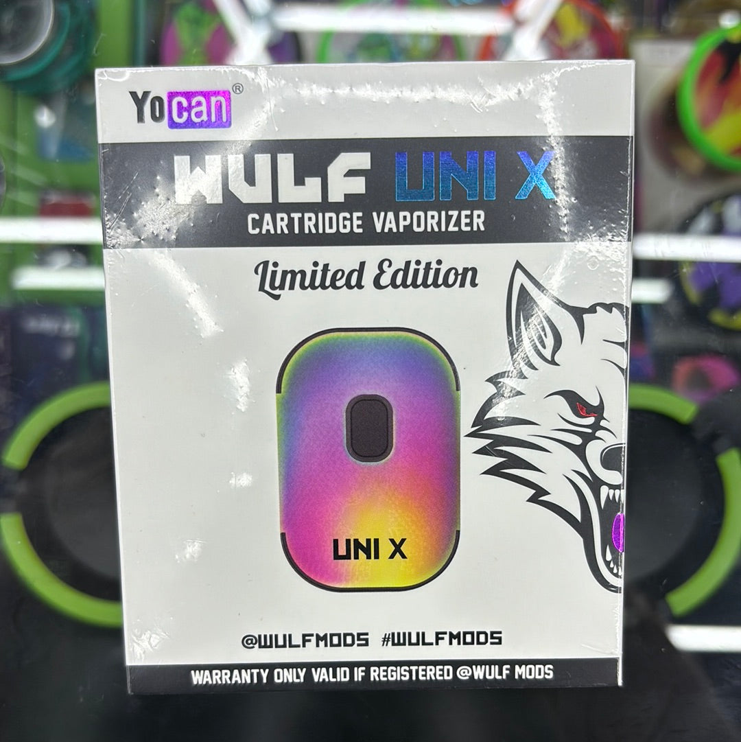 Yocan wulf uni x cartridge, vaporizer, limited, edition, rainbow, burnt metal