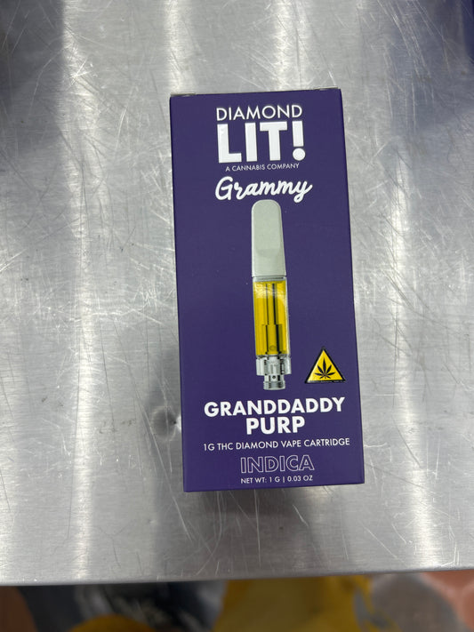 Diamond lit! Grammy 1g cartridge granddaddy purp indica