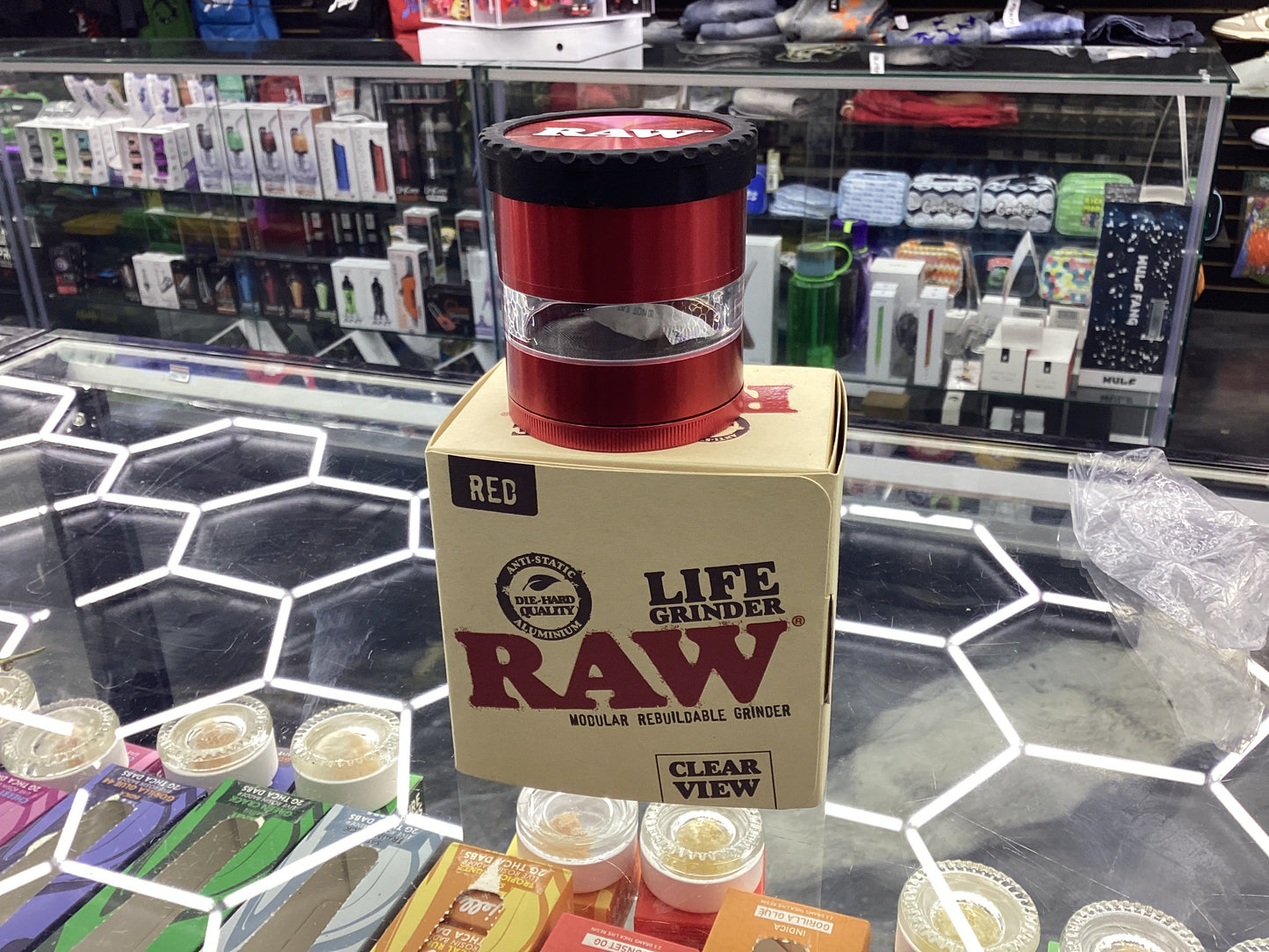 Raw life grinder clear view red