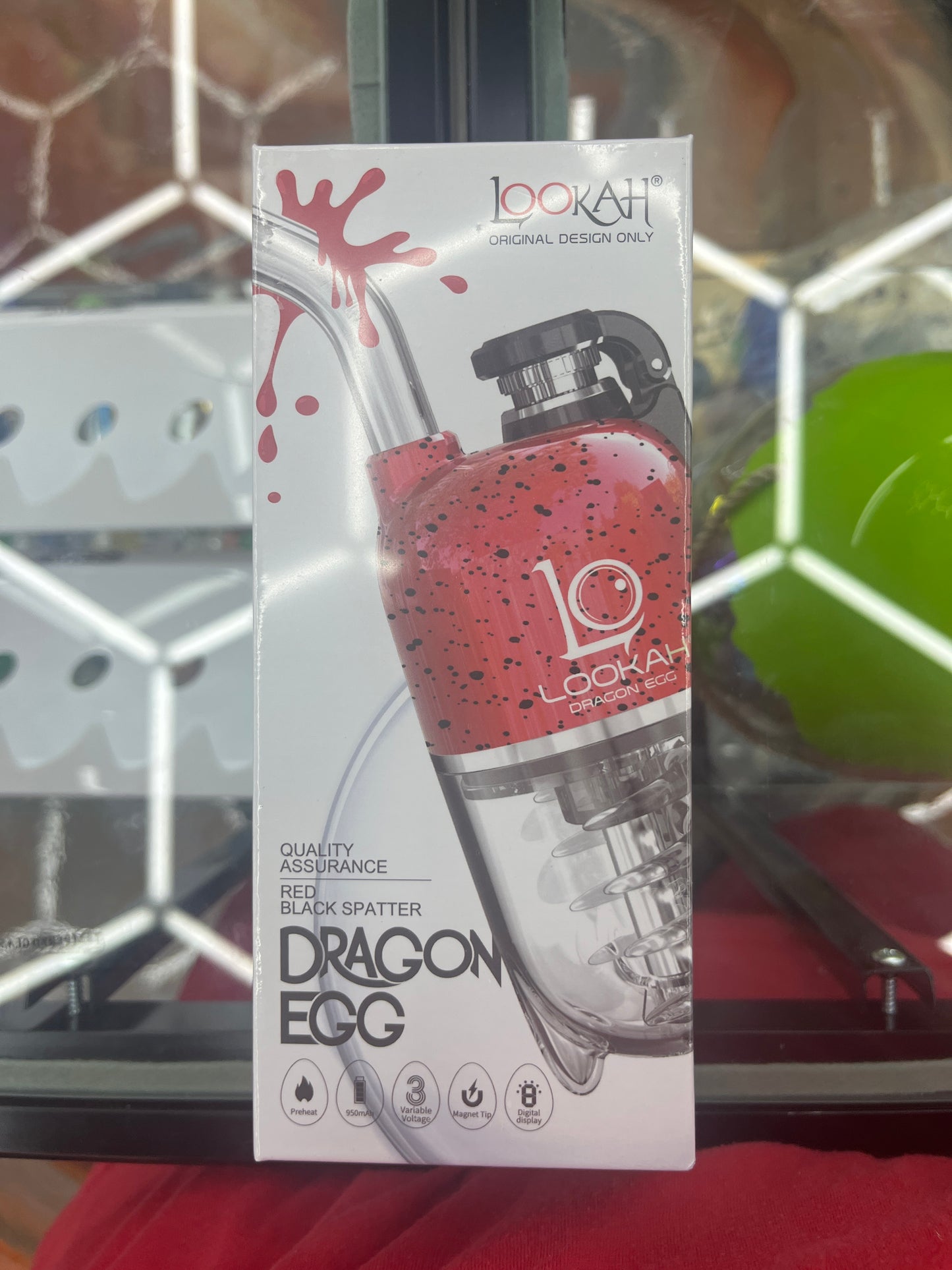 Lookah dragon egg, red black splatter