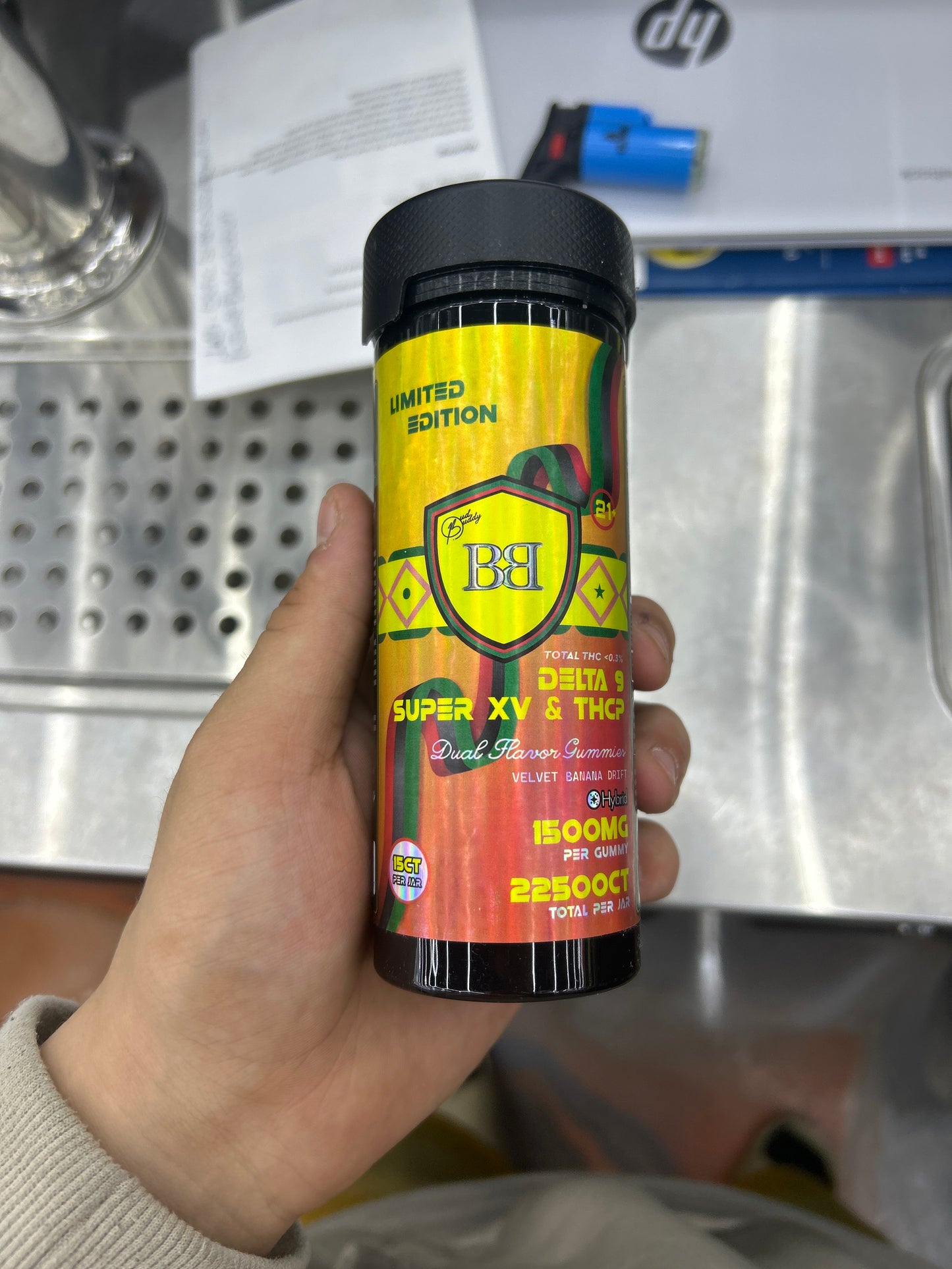 Bud buddy delta 9 super XV & thcp dual flavor gummies 1500mg per gmmy 22500mg jar velvet banana drift hybrid