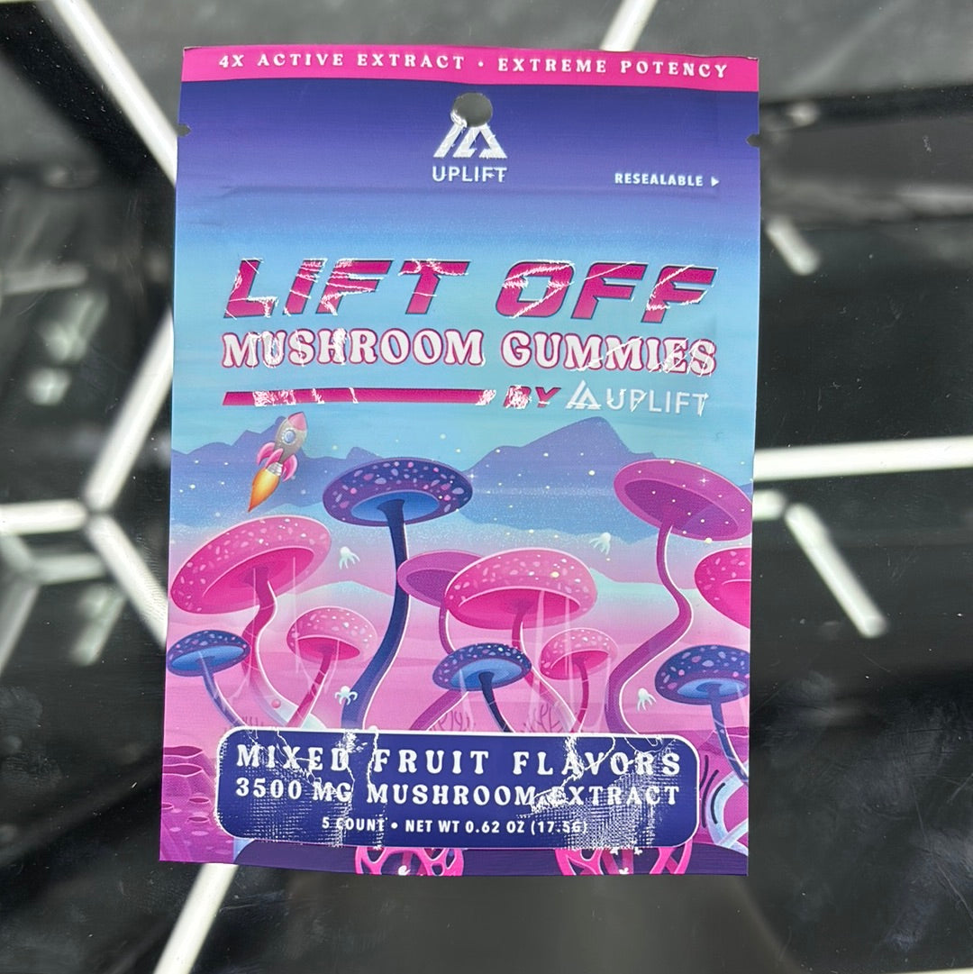 Uplift lift of mushroom gummy’s by uplift, mixed fruit flavors 3500 mg mushroom extract five count