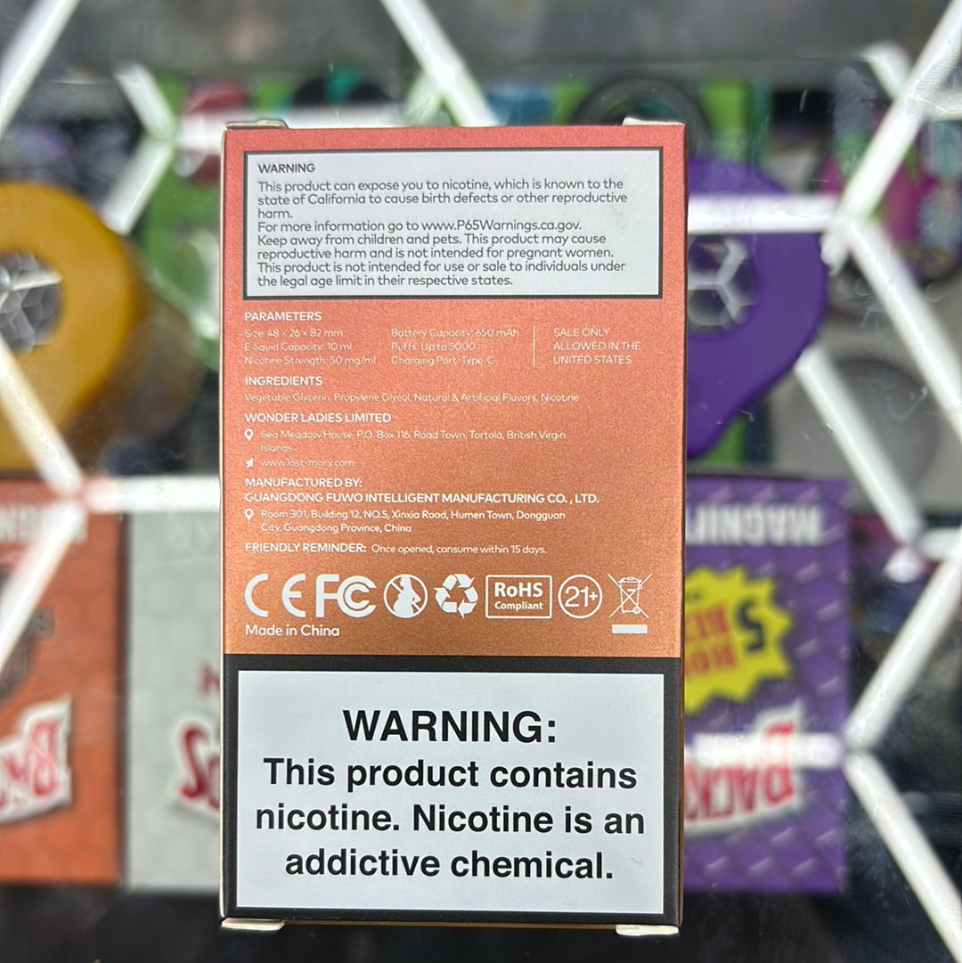Lost Mary lemon lime passion fruit , OS 5000 rechargeable disposable